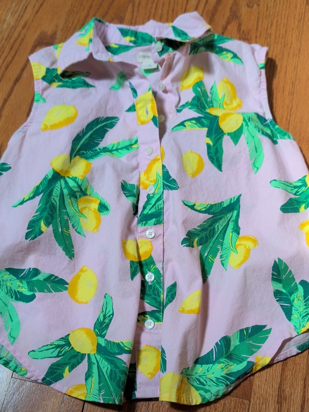 Crewcuts Pink Sleeveless Lemon-Print Button Front Top